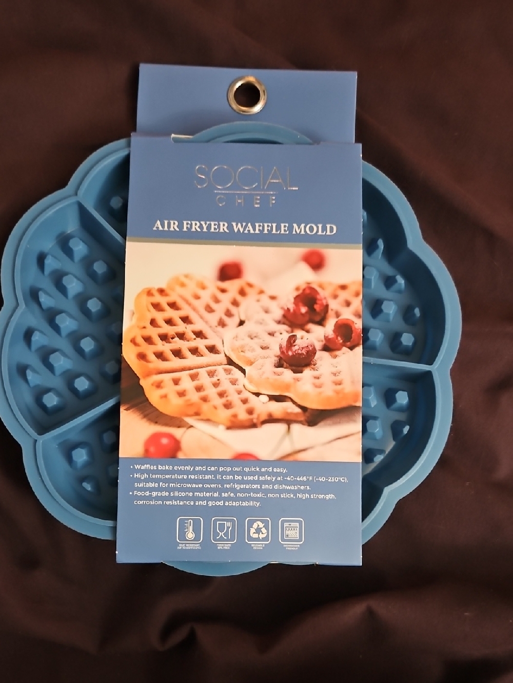Blue Silicone Air Fryer Waffle Mold